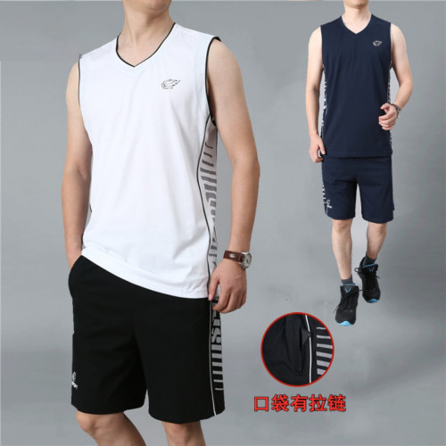 籃球服運動套裝男士胖子大碼無袖背心短褲速乾透氣健身跑步服球衣
