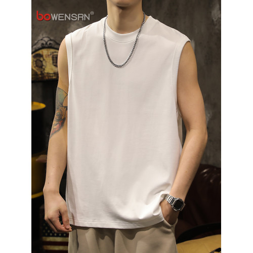 潮牌白色背心男士無袖t恤2025新款夏季純棉寬松坎肩運動上衣男款