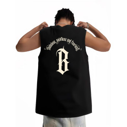 BONELESS BTW美式潮牌字母印花運動坎肩背心夏季寬松無袖圓領T恤