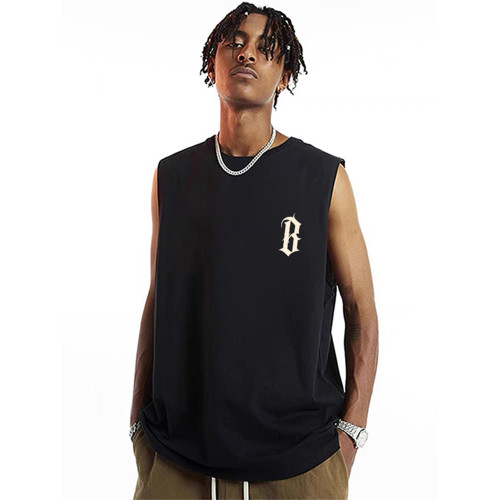 BONELESS BTW美式潮牌字母印花運動坎肩背心夏季寬松無袖圓領T恤