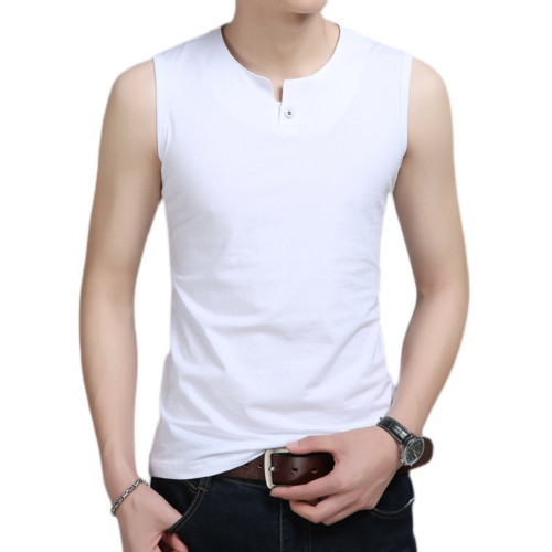 高檔絲光棉男生背心大碼圓領無袖t恤夏季薄款健身運動速乾打底服