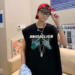 特大碼300斤純棉無袖背心男女裝夏季美式潮牌寬松籃球運動坎肩t恤