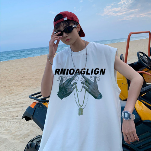 特大碼300斤純棉無袖背心男女裝夏季美式潮牌寬松籃球運動坎肩t恤