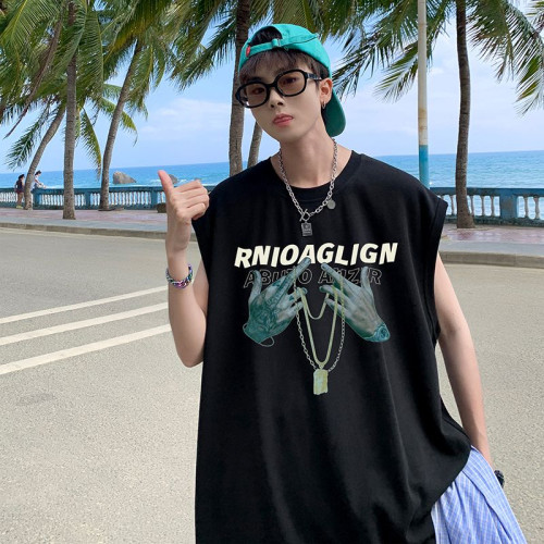 特大碼300斤純棉無袖背心男女裝夏季美式潮牌寬松籃球運動坎肩t恤