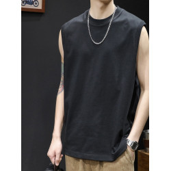 倉石一樹純棉t恤背心男黑色坎肩男士無袖運動健身男款大碼夏季潮