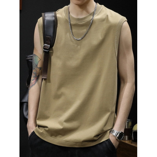 倉石一樹純棉t恤背心男黑色坎肩男士無袖運動健身男款大碼夏季潮