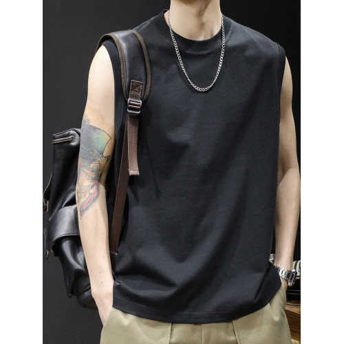 倉石一樹純棉t恤背心男黑色坎肩男士無袖運動健身男款大碼夏季潮