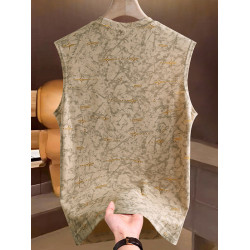 2025夏季新款背心男圓領青年學生時尚休閒網紅個性燒花無袖T恤潮