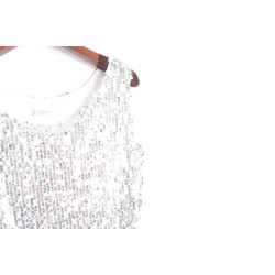 跳舞表演亮片寬松無袖背心t恤重工亮閃閃銀色大碼演出閃閃上衣男