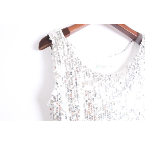 跳舞表演亮片寬松無袖背心t恤重工亮閃閃銀色大碼演出閃閃上衣男