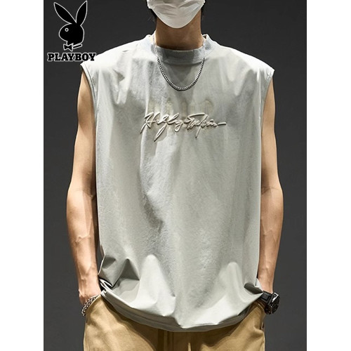 花花公子冰絲背心男士夏季潮流美式字母運動坎肩寬松大碼無袖t恤 花花公子冰絲背心男士夏季潮流美式字母運動坎肩寬松大碼無袖t恤