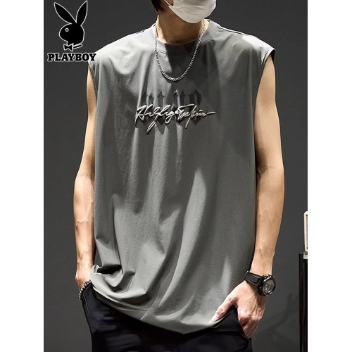 花花公子冰絲背心男士夏季潮流美式字母運動坎肩寬松大碼無袖t恤 花花公子冰絲背心男士夏季潮流美式字母運動坎肩寬松大碼無袖t恤