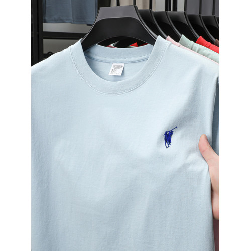 保羅純棉男士夏季短袖Tt恤背心內衣全棉純色半袖圓領寬松打底汗衫