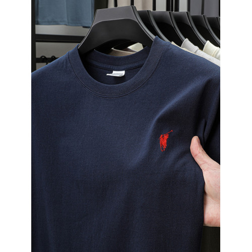 保羅純棉男士夏季短袖Tt恤背心內衣全棉純色半袖圓領寬松打底汗衫