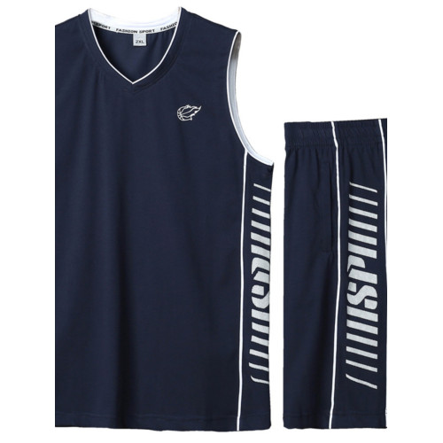 純棉籃球服男夏季加大碼薄款速乾無袖背心跑步運動套裝胖子訓練服