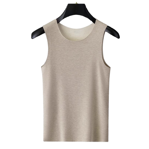 蠶絲羊毛德絨冬季保暖背心男士加絨髮熱無痕內衣打底坎肩上衣秋衣