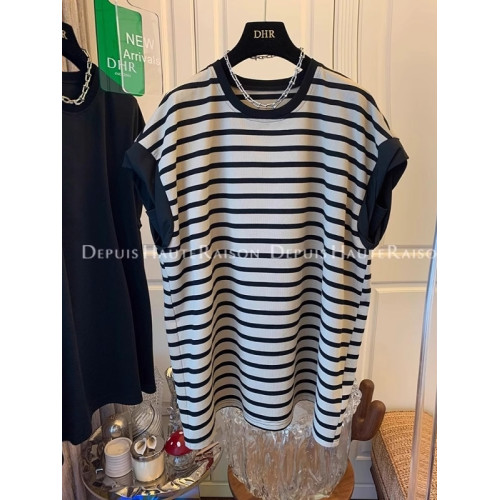 加大碼300斤韓版無袖背心男女夏季寬松高級感百搭條紋無袖T恤上衣