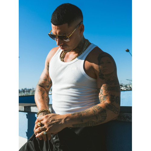 美式460g西海岸重磅純色硬漢粗螺紋訓練運動健身緊身打底背心男潮