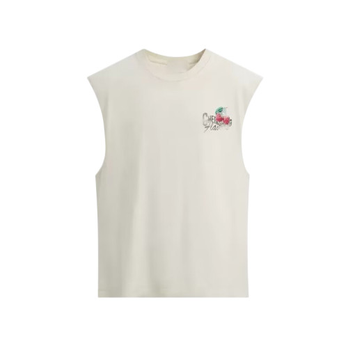 櫃219！2025年夏季新款男裝寬松水洗撞色印花背心式T恤6224896