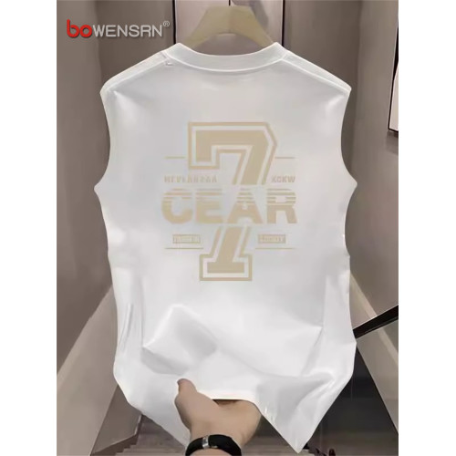 潮牌重磅純棉背心男士2025新款夏季寬松運動坎肩無袖t恤男款汗衫