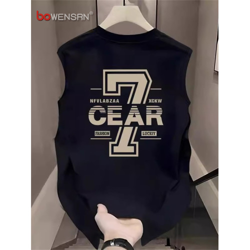 潮牌重磅純棉背心男士2025新款夏季寬松運動坎肩無袖t恤男款汗衫