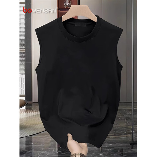 潮牌重磅純棉背心男士2025新款夏季寬松運動坎肩無袖t恤男款汗衫