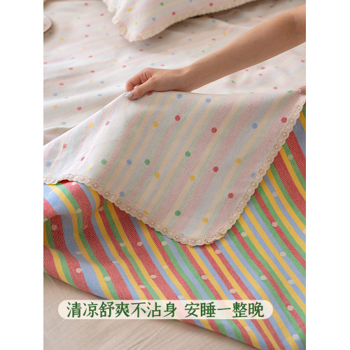 彩色點點棉涼蓆a類全棉紗布床蓋夏季涼蓆家用2025新款老粗布床單