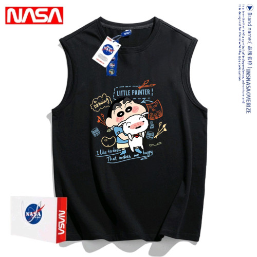 NASA聯名蠟筆小新背心男女士2025新款夏季純棉全棉無袖坎肩T外穿