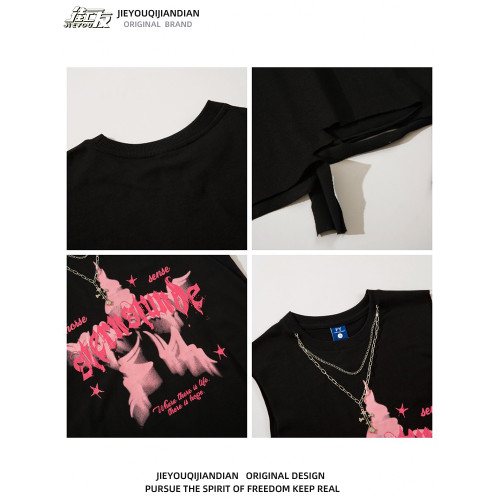 日系復古五角星字母印花無袖t恤男女潮牌嘻哈寬松情侶裝坎肩背心