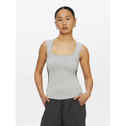 Oneup運動快乾拼色方領背心彈力修身顯瘦瑜伽服騎行上衣女款內搭