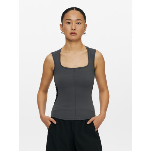 Oneup運動快乾拼色方領背心彈力修身顯瘦瑜伽服騎行上衣女款內搭