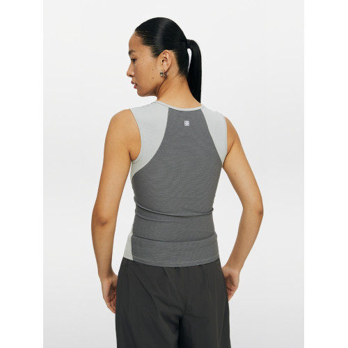 Oneup運動快乾拼色方領背心彈力修身顯瘦瑜伽服騎行上衣女款內搭