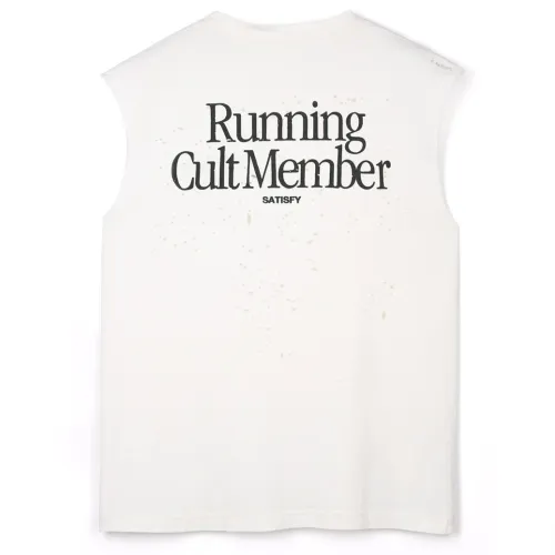 高版本SATISFY 洗水做舊噴墨印花字母背心T恤