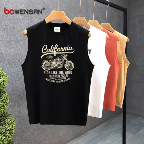 高級無袖T恤男士背心2025新款夏季潮流圓領痞帥運動坎肩上衣男款