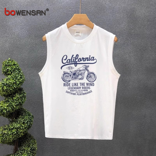 高級無袖T恤男士背心2025新款夏季潮流圓領痞帥運動坎肩上衣男款