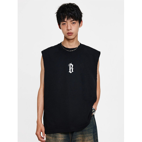 BONELESS BTW美式寬松休閒基礎字母B字印花背心男女潮牌寬松無袖