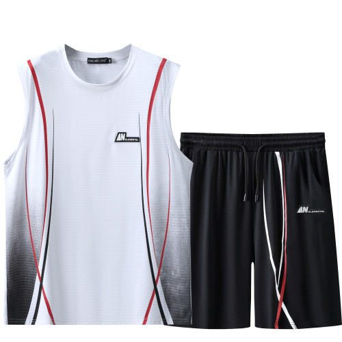 300斤大碼冰絲背心男跑步透氣速乾短褲加肥加大籃球服運動套裝