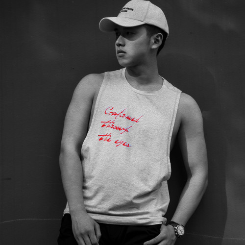 背心男純棉圓領彈力大開叉運動休閒健身健美沙灘汗背心男士潮時尚