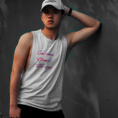 背心男純棉圓領彈力大開叉運動休閒健身健美沙灘汗背心男士潮時尚