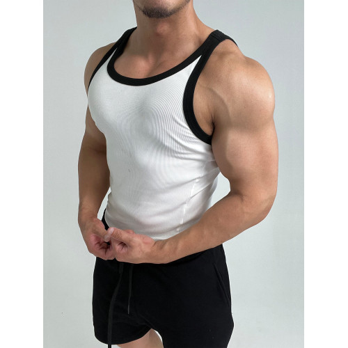 彈性舒適!不透柔軟螺紋高彈體育生運動健身顯肌肉緊身背心修身ins