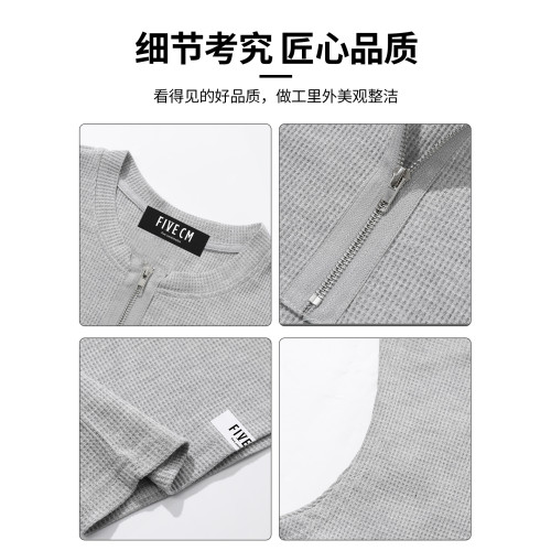 it :5cm/FIVECM美式灰色半拉鍊針織背心男款2025夏季薄款圓領上衣