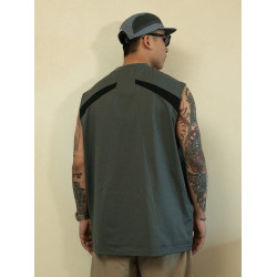 GYOZA COOLMAX寬松涼感速乾小領口防水透氣無袖拼接運動坎肩背心