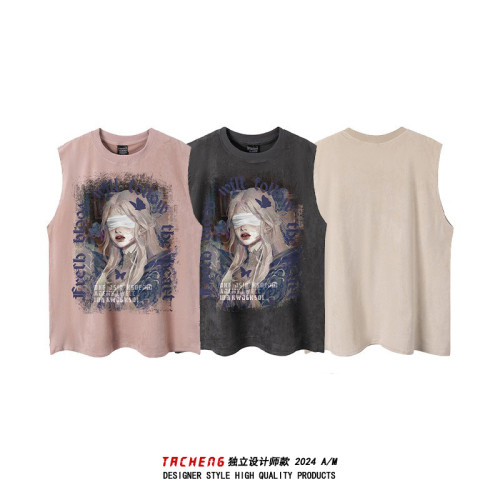 杉馭 SHANYU 挺別致女孩無袖背心T恤男女街頭嘻哈寬松坎肩絨體恤