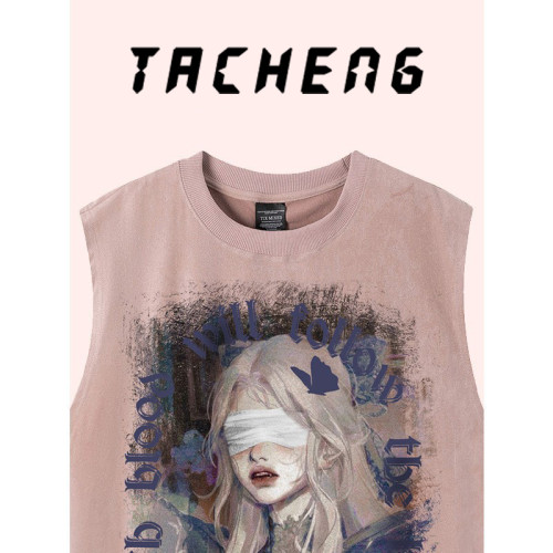 杉馭 SHANYU 挺別致女孩無袖背心T恤男女街頭嘻哈寬松坎肩絨體恤