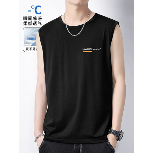 冰絲莫代爾休閒背心男士夏季2025新款跑步運動坎肩無袖T恤男款潮 冰絲莫代爾休閒背心男士夏季2025新款跑步運動坎肩無袖T恤男款潮