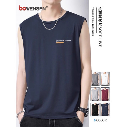 冰絲莫代爾休閒背心男士夏季2025新款跑步運動坎肩無袖T恤男款潮 冰絲莫代爾休閒背心男士夏季2025新款跑步運動坎肩無袖T恤男款潮