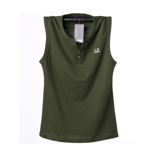 亨利領純棉薄夏季V領背心男寬肩加肥加大寬松砍肩汗衫肥佬無袖T恤