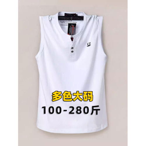 亨利領純棉薄夏季V領背心男寬肩加肥加大寬松砍肩汗衫肥佬無袖T恤