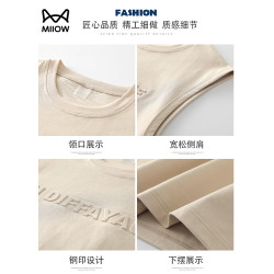 貓人無袖t恤男日系簡約寬肩砍袖夏季寬松純棉運動背心2025新款