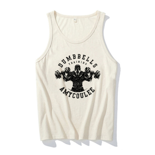 美式印花背心男夏季純棉細肩帶打底坎肩汗衫運動健身黑色無袖t恤